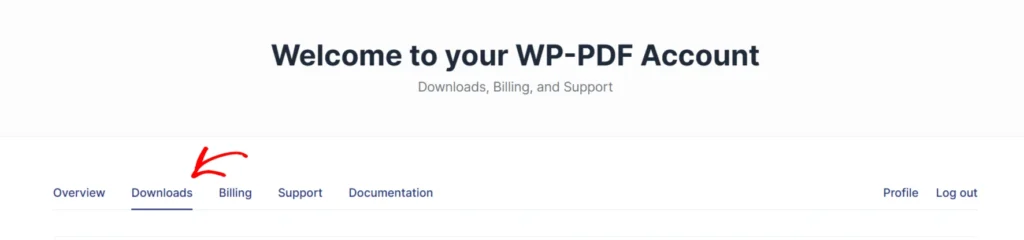a screenshot of the downloads tab in wp-pdf account
