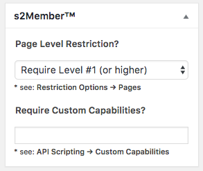 a screenshot of the s2member plugin restriction settings