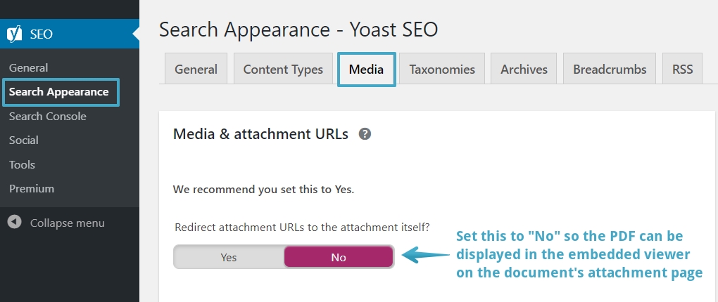 YoastSEO SearchAppearance MediaAttachmentPages