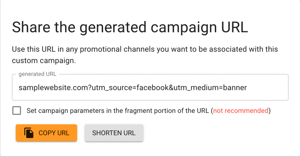 Generated campaign URL