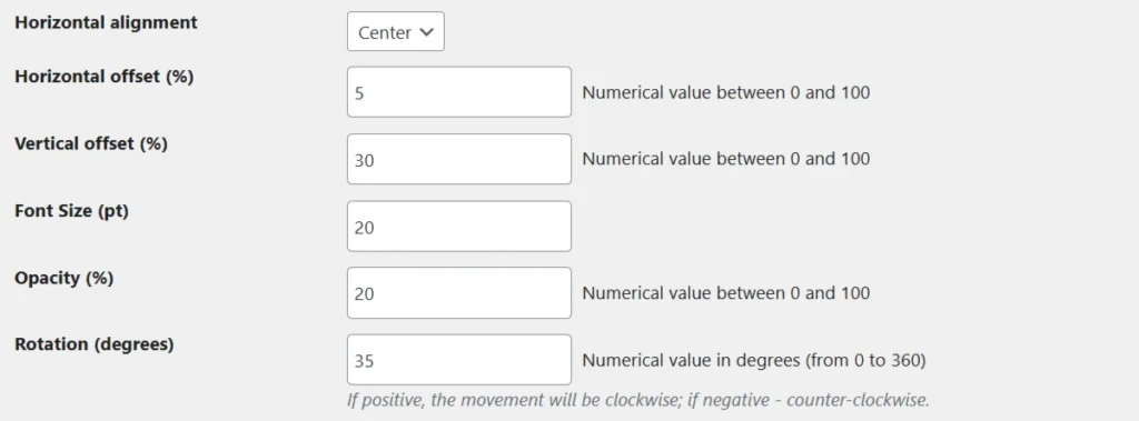 a screenshot of the PDF Embedder watermark appearance settings