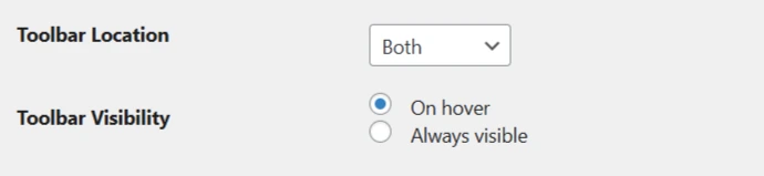 a screenshot of PDF Embedder global toolbar settings option