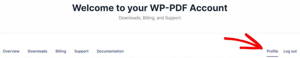 a screenshot of the WP-PDF profile tab on the account page.
